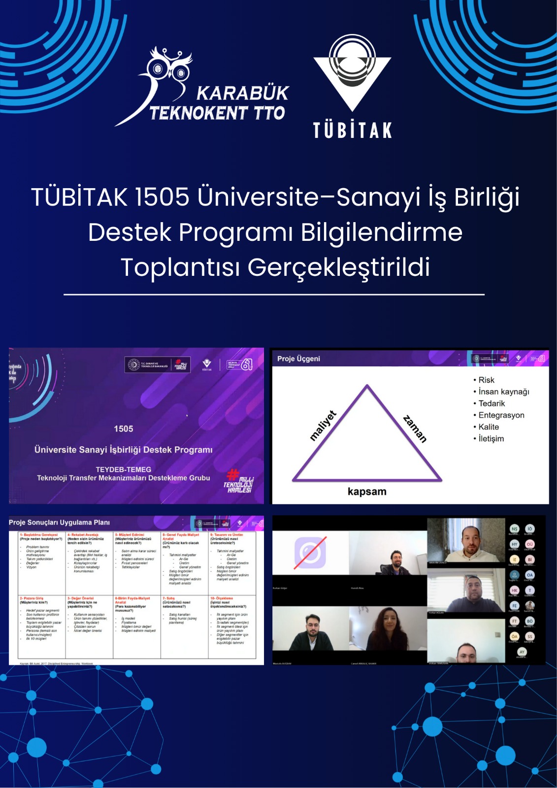 TÜBİTAK 1505 Üniversite–Sanayi İş Birliği Destek Programı kapsamında düzenlenen Bilgilendirme Toplantısı gerçekleştirildi.